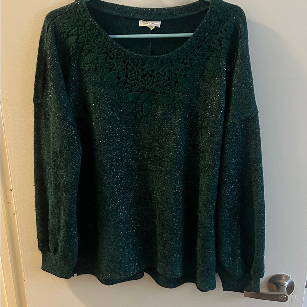 Maurices Green Sweater with Lace Detail